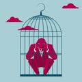 The businessman was trapped in a bird cage. Royalty Free Stock Photo